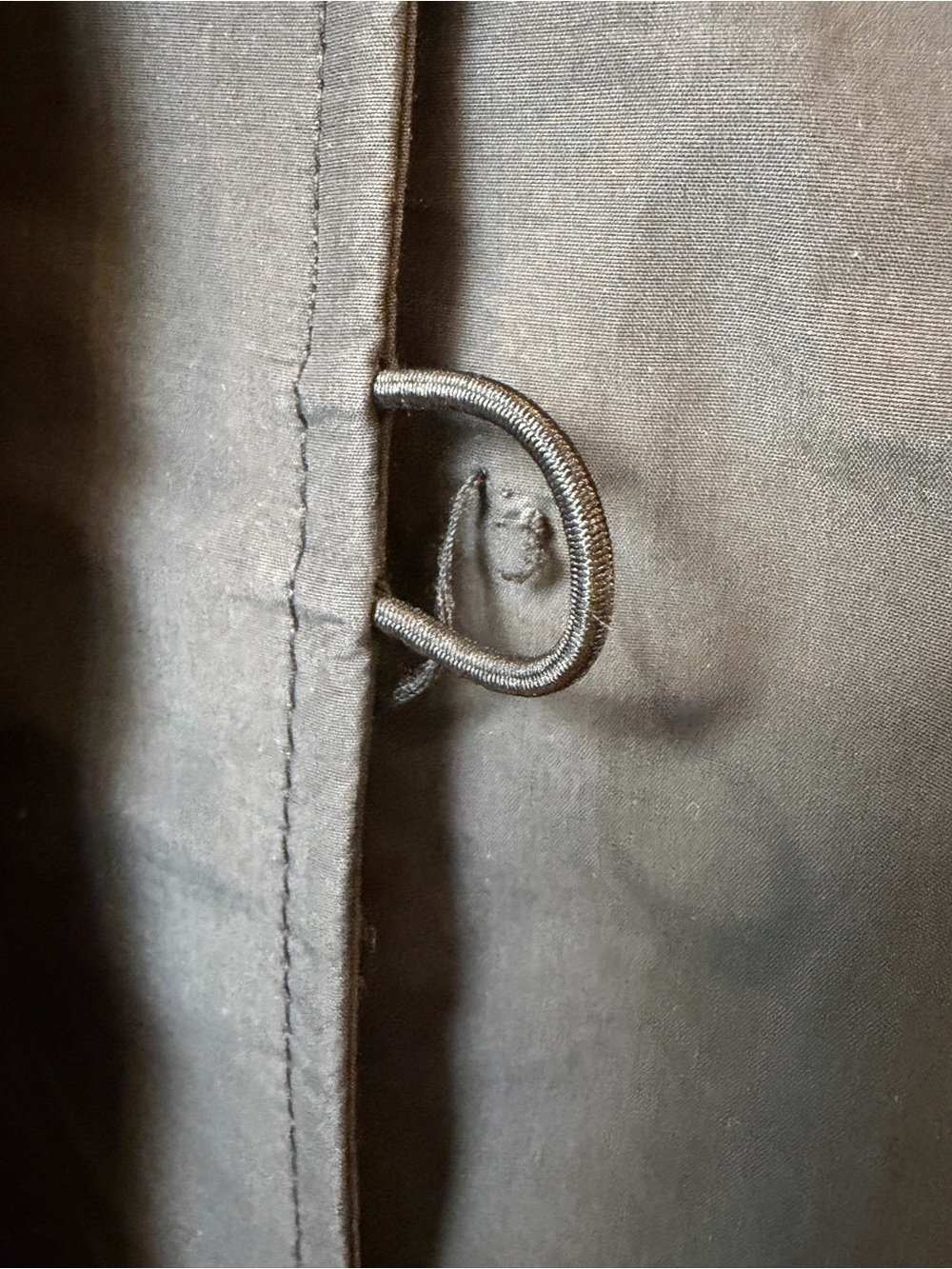 Vince Collarless Belted Trench, 3/4 sleeves, Cotton, dk grey, XS, GUC *button - Picture 9 of 16